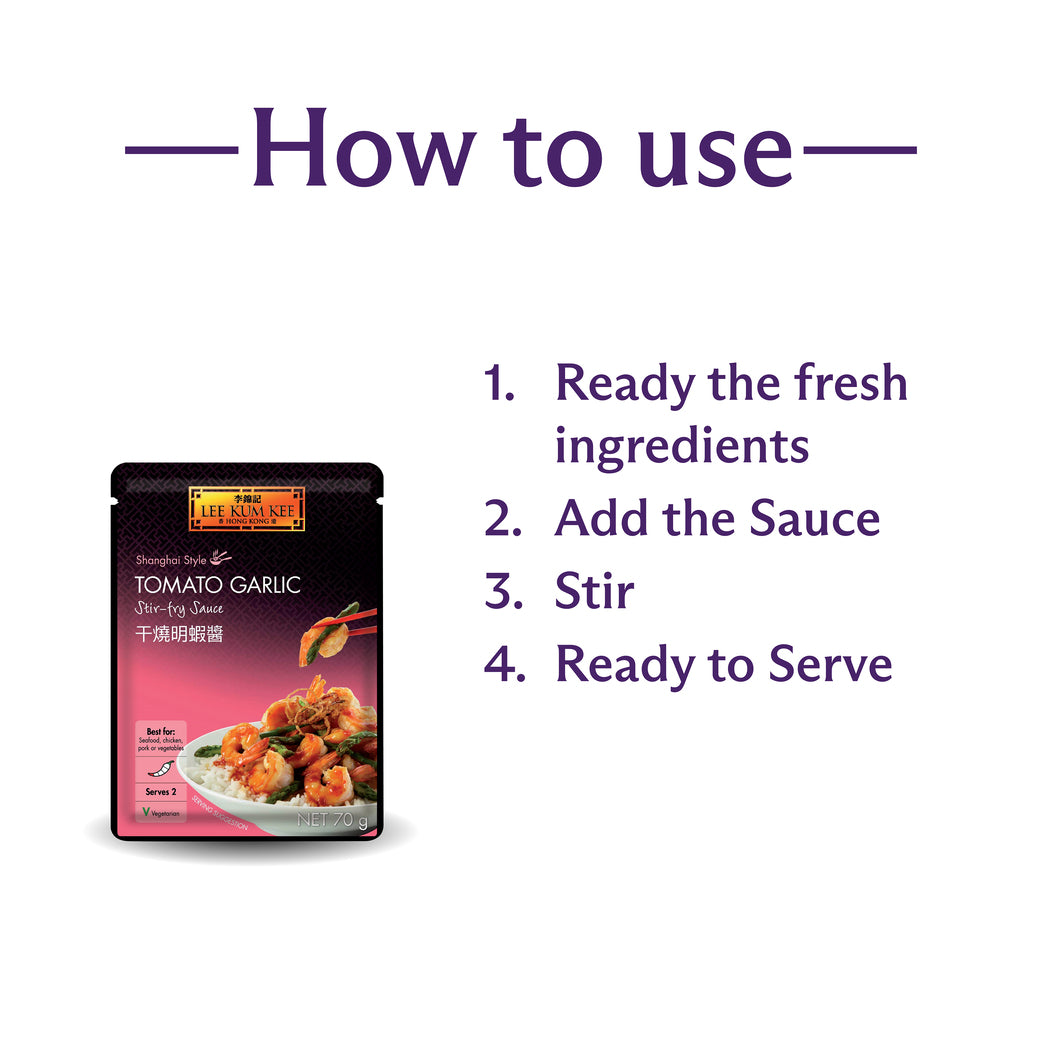 Lee Kum Kee Tomato Garlic Stir Fry Sauce 70g (Pack of 3)